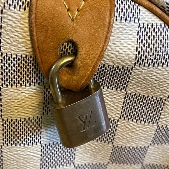 LOUIS VUITTON Damier Azur Speedy 30 Hand Bag Authentic, Vintage - Picture 4 of 14